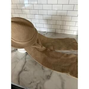 Beige Knit Hat Attached Scarf Made in Taiwan Carol Wright Vintage Women’s